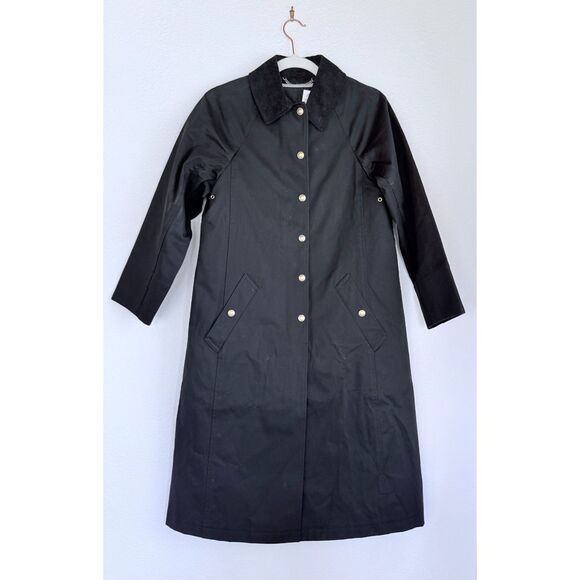 NWT J.Crew Women's Petite Long Barn Jacket in Black Waxed Cotton Twill Size XXSP - Picture 8 of 16